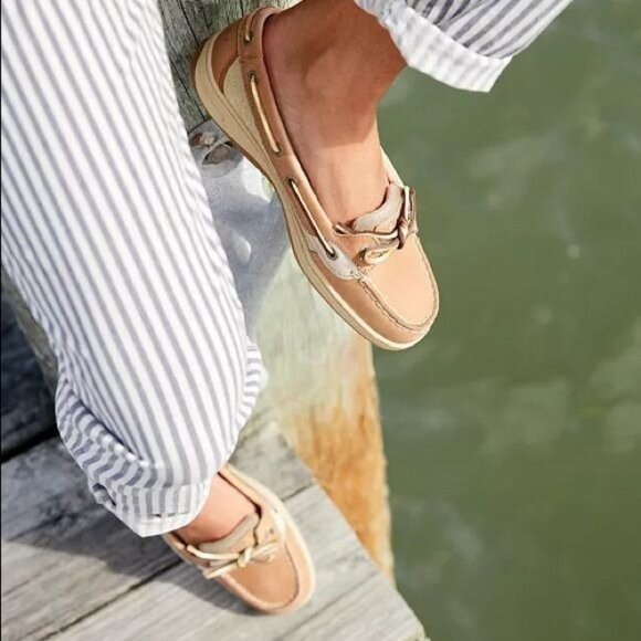 Sperry Top-Sider Angelfish Gold Leather Casual Boat Shoes Slip-On Loafers Size 7 - Picture 2 of 12